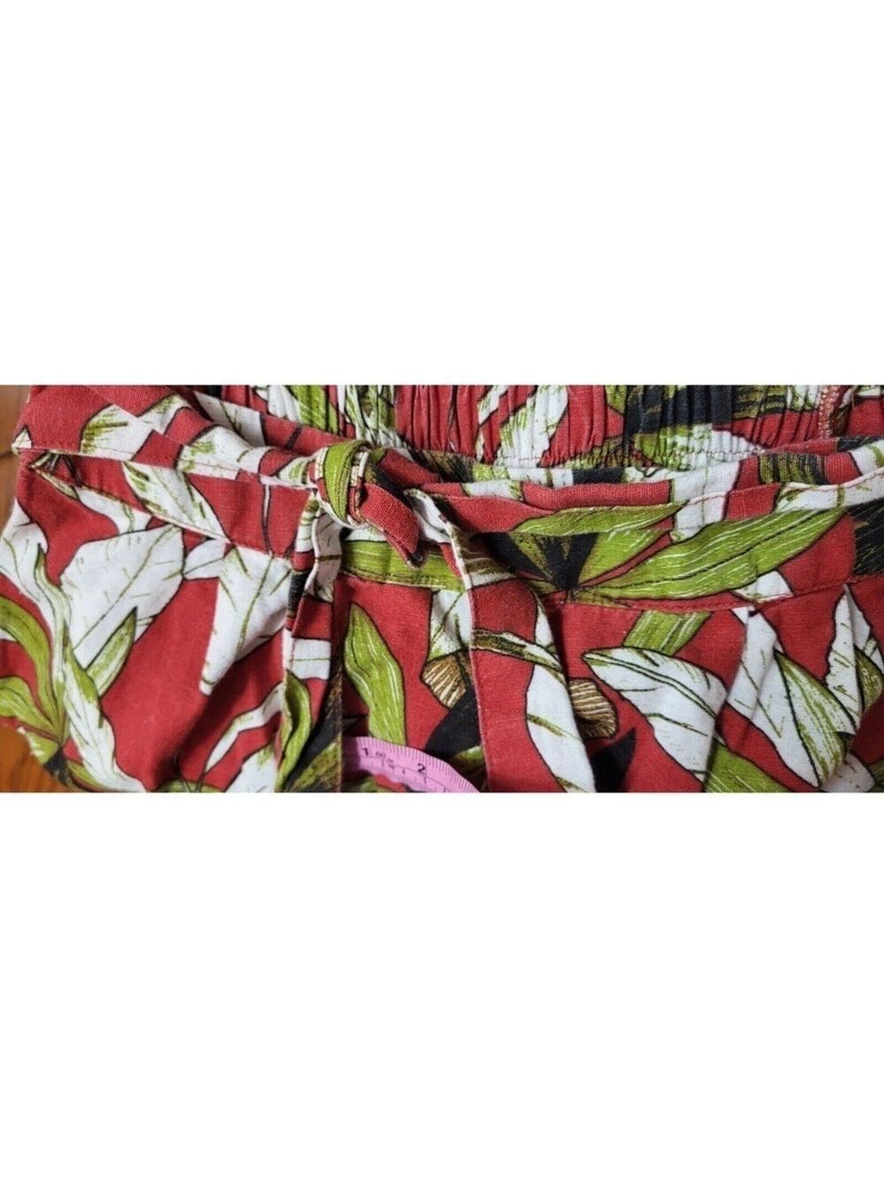 Japna Wide Leg Belted Linen Blend Tropical Pants NWT Size XS - Picture 4 of 9